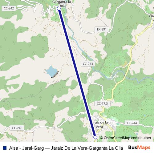 Alsa - Jarai-Garg bus Line Map