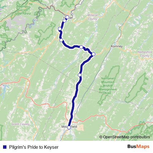 Pilgrim's Pride to Keyser bus Line Map