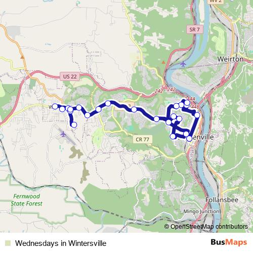 Wednesdays in Wintersville bus Line Map
