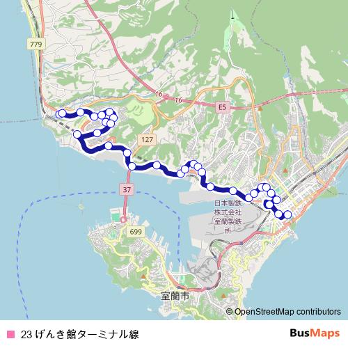 23 げんき館ターミナル線 bus Line Map