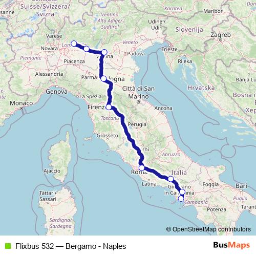 Flixbus 532 bus Line Map