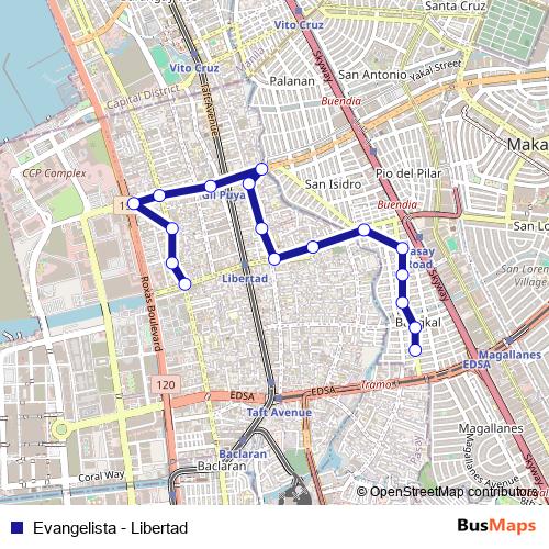 Evangelista - Libertad bus Line Map