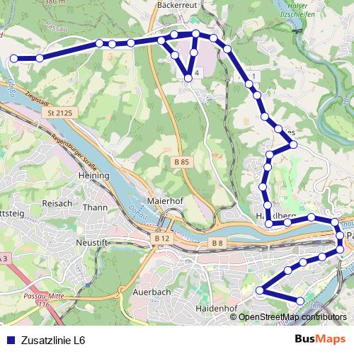 Zusatzlinie L6 bus Line Map