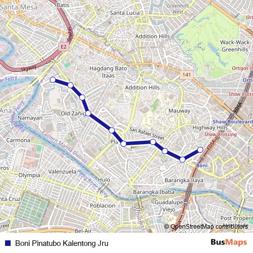 Boni Pinatubo Kalentong Jru bus Line Map