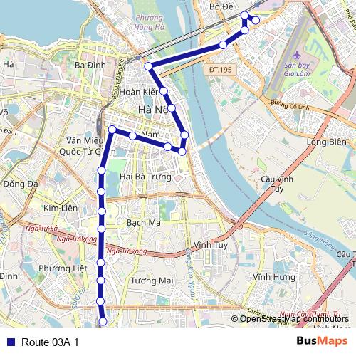 Route 03A 1 bus Line Map