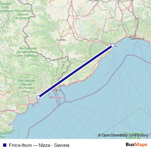 Frnce-Itsvn ferry Line Map