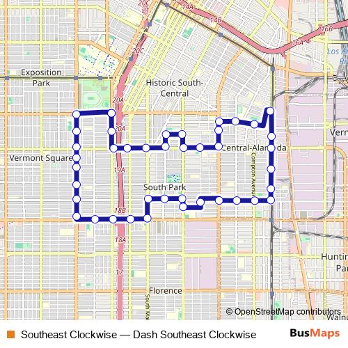 Southeast Clockwise bus Line Map