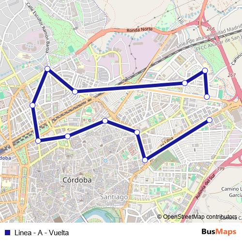 Linea - A - Vuelta bus Line Map