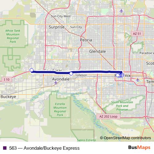 563 bus Line Map