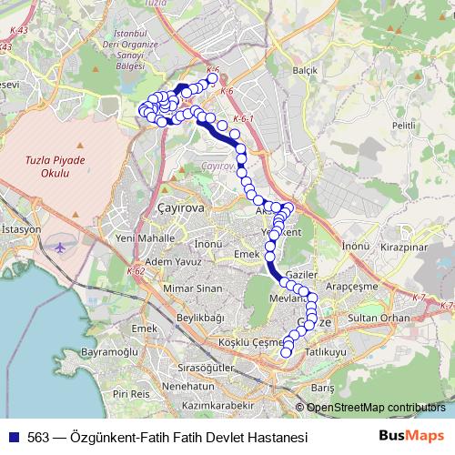 563 bus Line Map