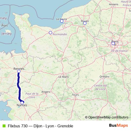 Flixbus 730 bus Line Map