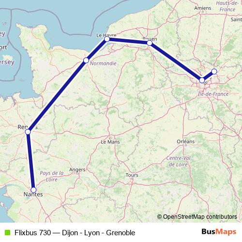 Flixbus 730 bus Line Map