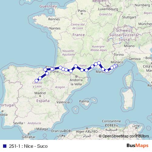 251-1 : Nice - Suco bus Line Map