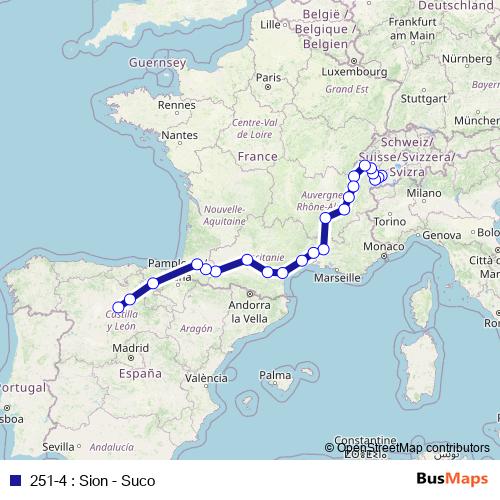 251-4 : Sion - Suco bus Line Map