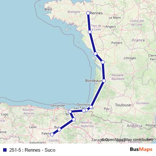 251-5 : Rennes - Suco bus Line Map