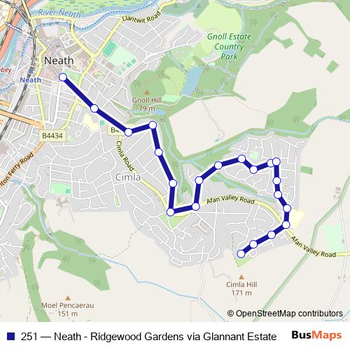 251 bus Line Map