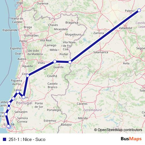 251-1 : Nice - Suco bus Line Map