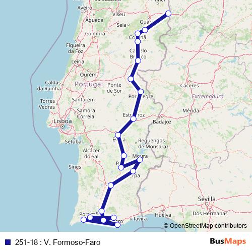 251-18 : V. Formoso-Faro bus Line Map