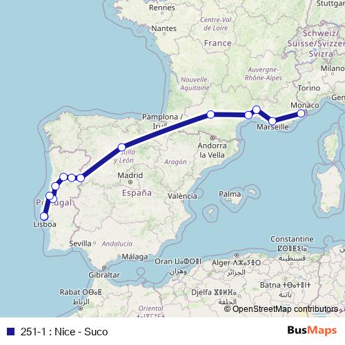 251-1 : Nice - Suco bus Line Map