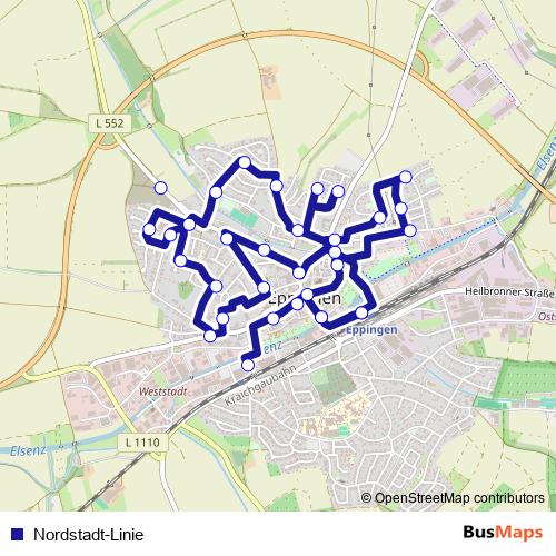 Nordstadt-Linie bus Line Map
