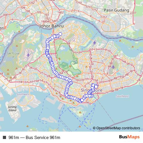 961m bus Line Map