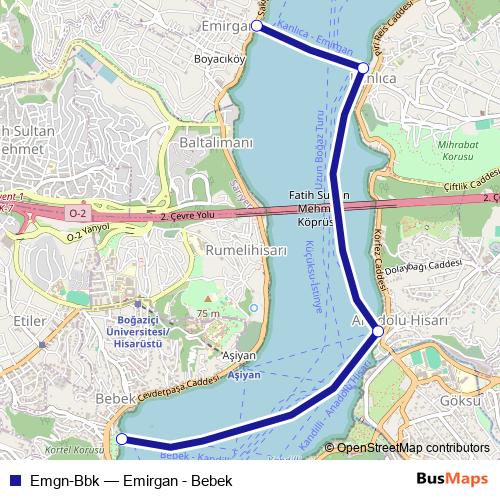 Emgn-Bbk ferry Line Map