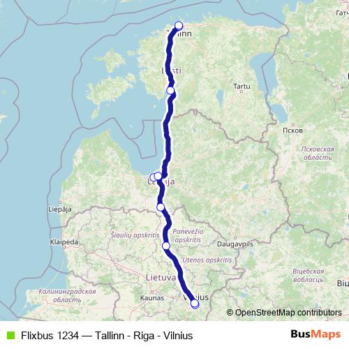 Flixbus 1234 bus Line Map
