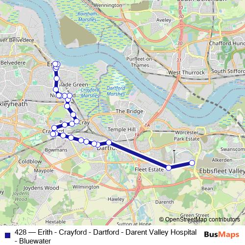 428 bus Line Map