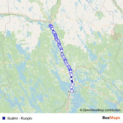 Iisalmi - Kuopio bus Line Map
