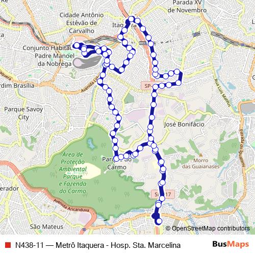 N438-11 bus Line Map