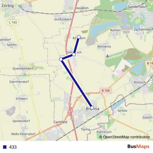 433 bus Line Map