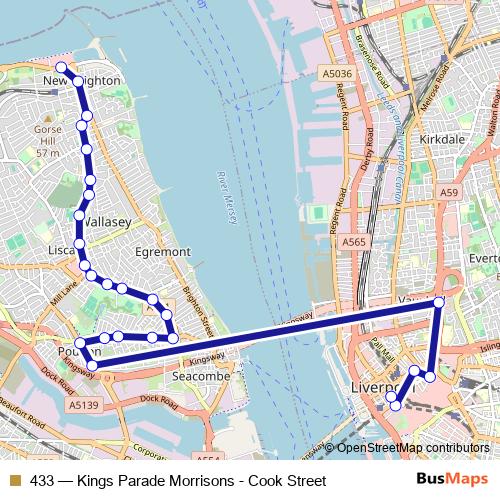433 bus Line Map