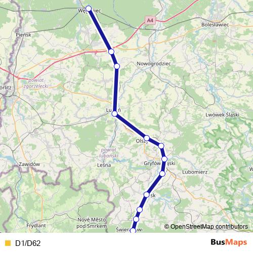 D1/D62 rail Line Map
