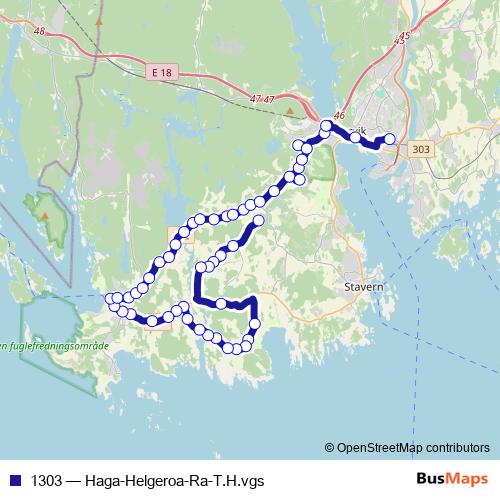 1303 bus Line Map