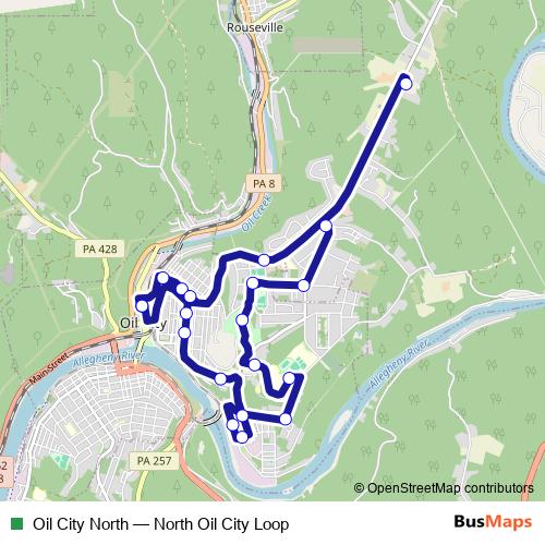 Oil City North bus Line Map