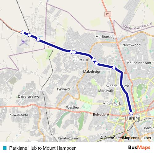 Parklane Hub to Mount Hampden bus Line Map