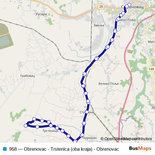 958 bus Line Map
