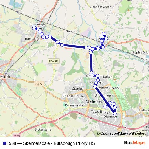 958 bus Line Map