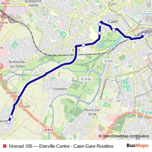 Nomad 105 bus Line Map