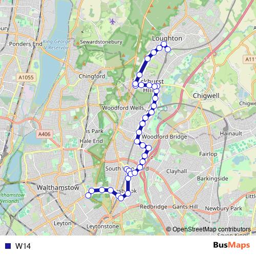 W14 bus Line Map