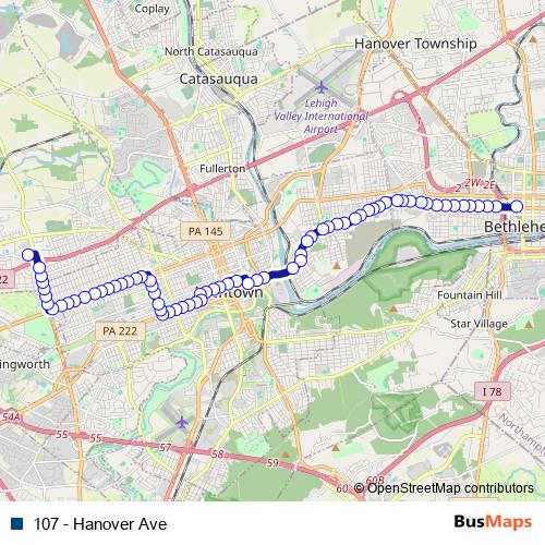 107 - Hanover Ave bus Line Map