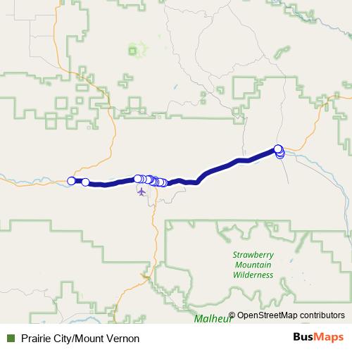 Prairie City/Mount Vernon bus Line Map