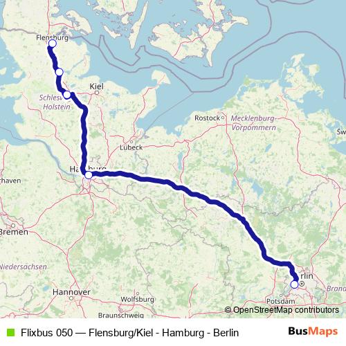 Flixbus 050 bus Line Map