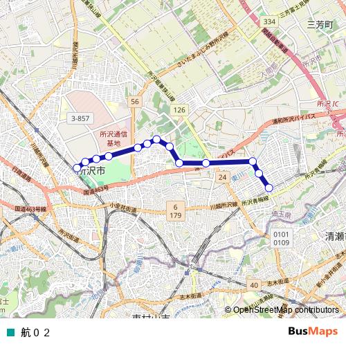 航０２ bus Line Map