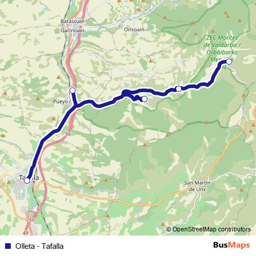 Olleta - Tafalla bus Line Map