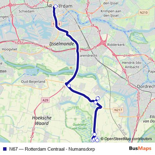 N67 bus Line Map