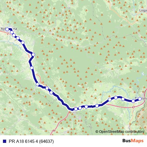 PR A18 6145 4 (64637) bus Line Map