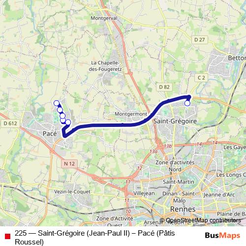 225 bus Line Map
