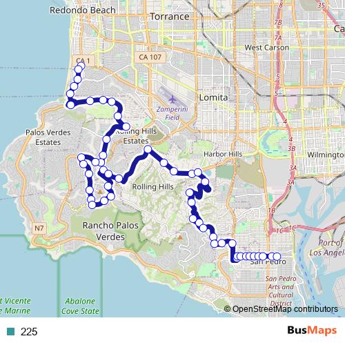 225 bus Line Map