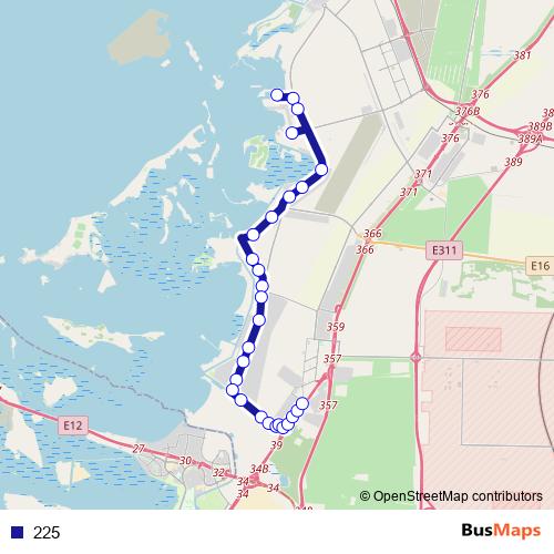 225 bus Line Map